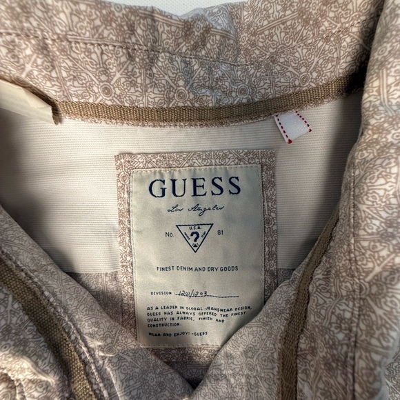 Vintage Tan and cream Guess button-up shirt Sz XL - Picture 3 of 8